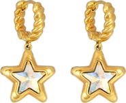 July Child Starburst Locket Drop Huggie Hoop Earrings