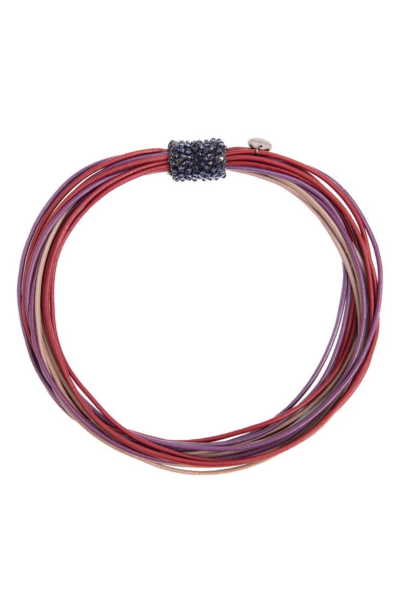 SAACHI Multi Strand Faux Leather Cord Necklace, Main, color, Red Multi