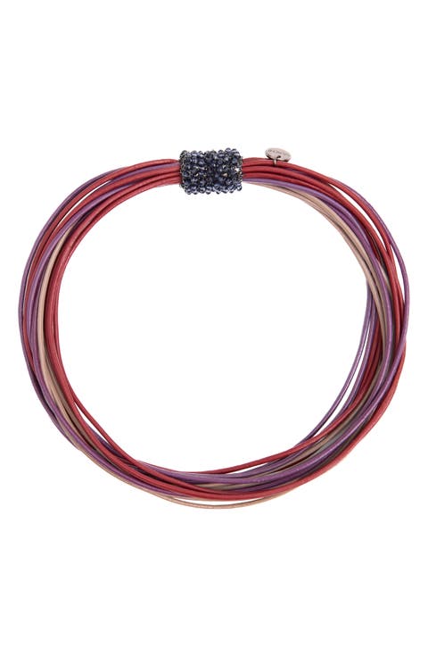 Multi Strand Faux Leather Cord Necklace