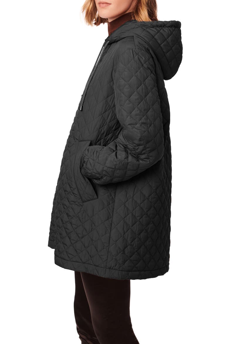 Diamond Quilted Hooded Jacket, Alternate, color, BLACK