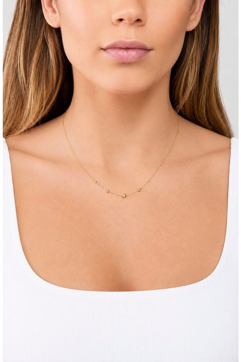 14k Gold Graduated Bead Station Chain Necklace, Alternate, color, 14K YELLOW GOLD
