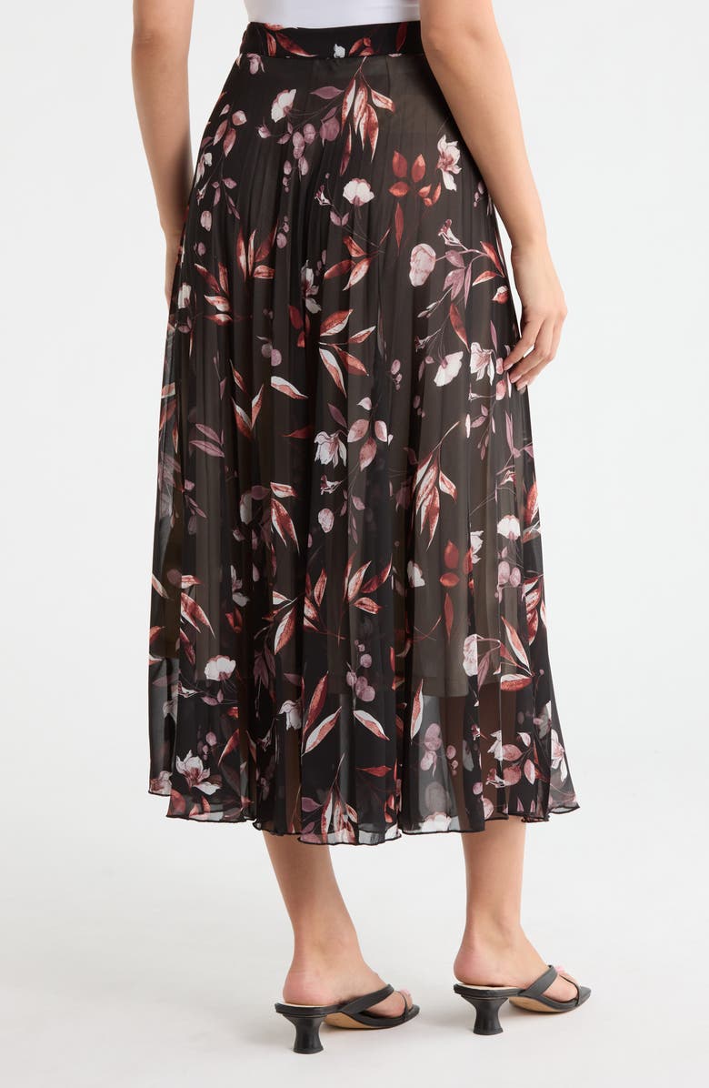 Joie Floral Pleated Midi Skirt, Alternate, color, Black Multi