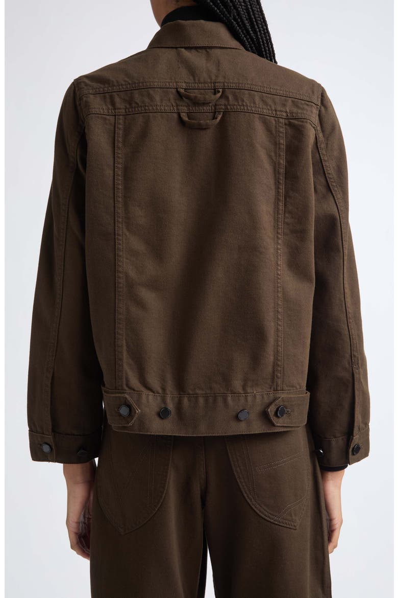 Double Pocket Boxy Cotton Denim Jacket, Alternate, color, DARK BROWN
