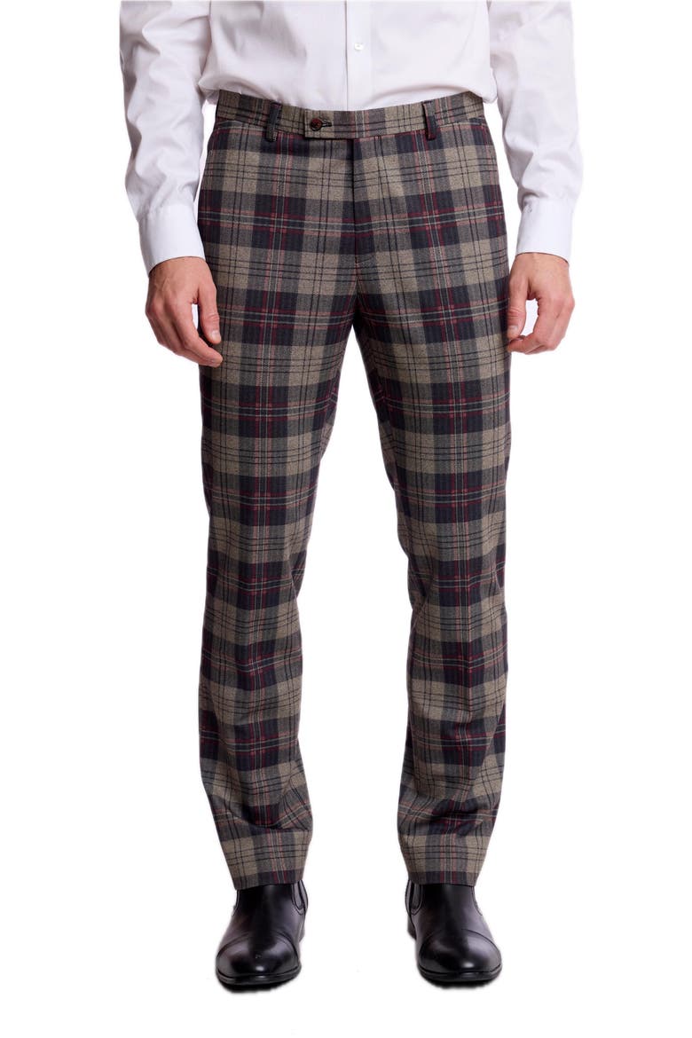 Downing Slim Fit Plaid Pants, Main, color, BLK BG RED HB KNIT PLAID