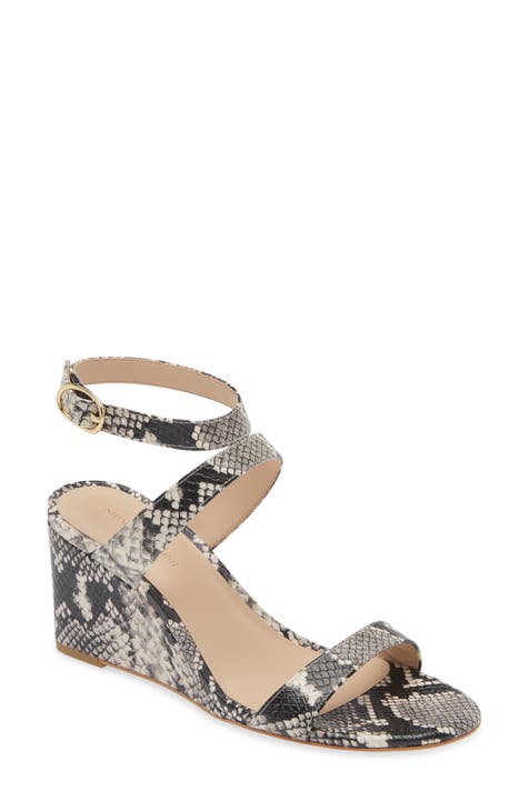 Snakeskin Embossed Leather Wedge Sandal (Women)