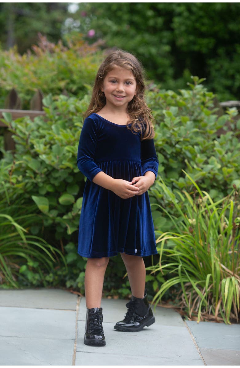 WORTHY THREADS Girls Stretch Velvet Twirly Dress, Alternate, color, 