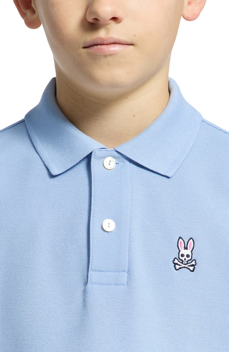 Psycho Bunny Kids' Classic Cotton Pique Polo, Alternate, color, Serenity