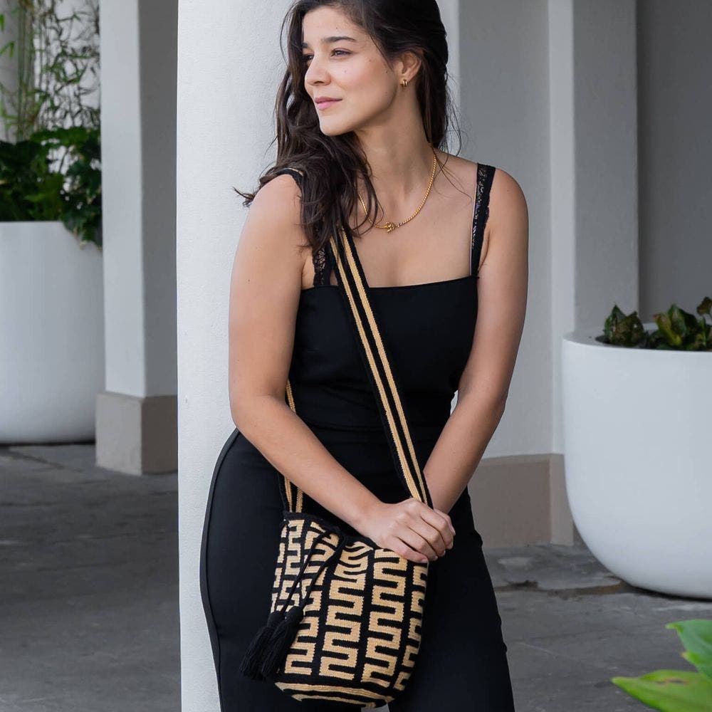 One Thread Collective Remi Bag, Alternate, color, Black + Beige
