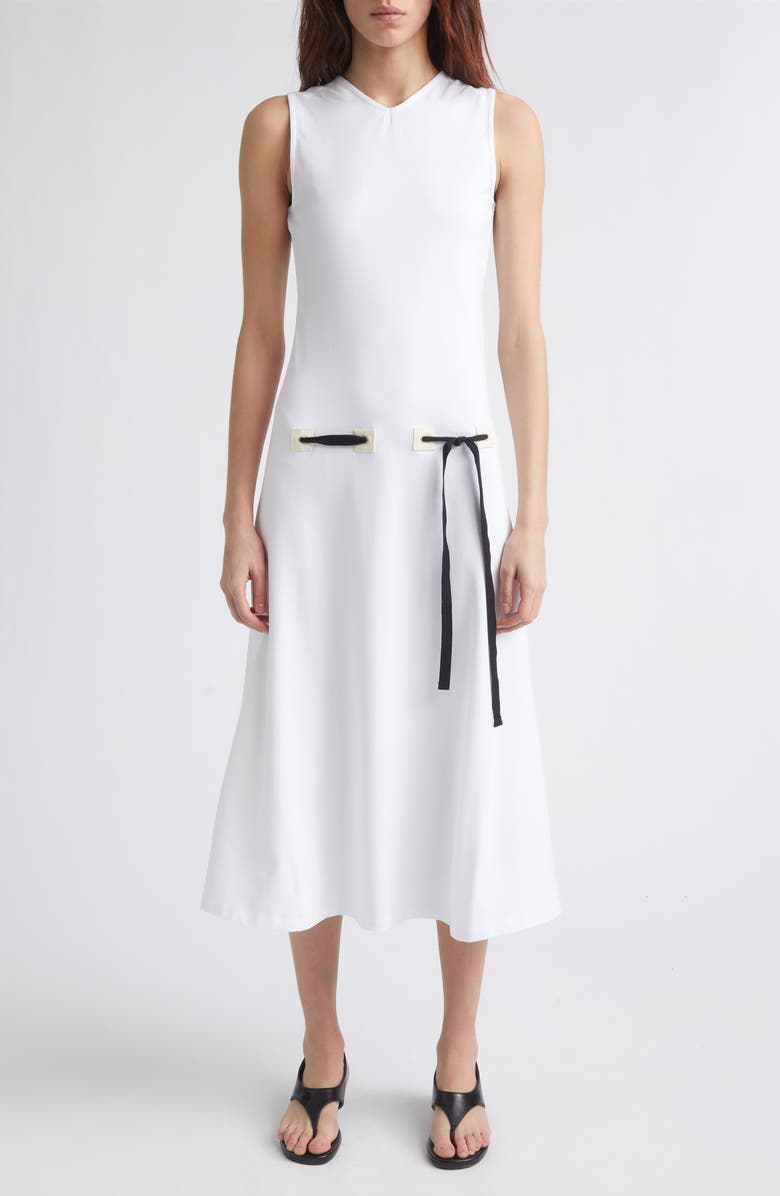 Paloma Wool Suni Drawstring Organic Cotton Knit Midi Dress, Main, color, 000 - White