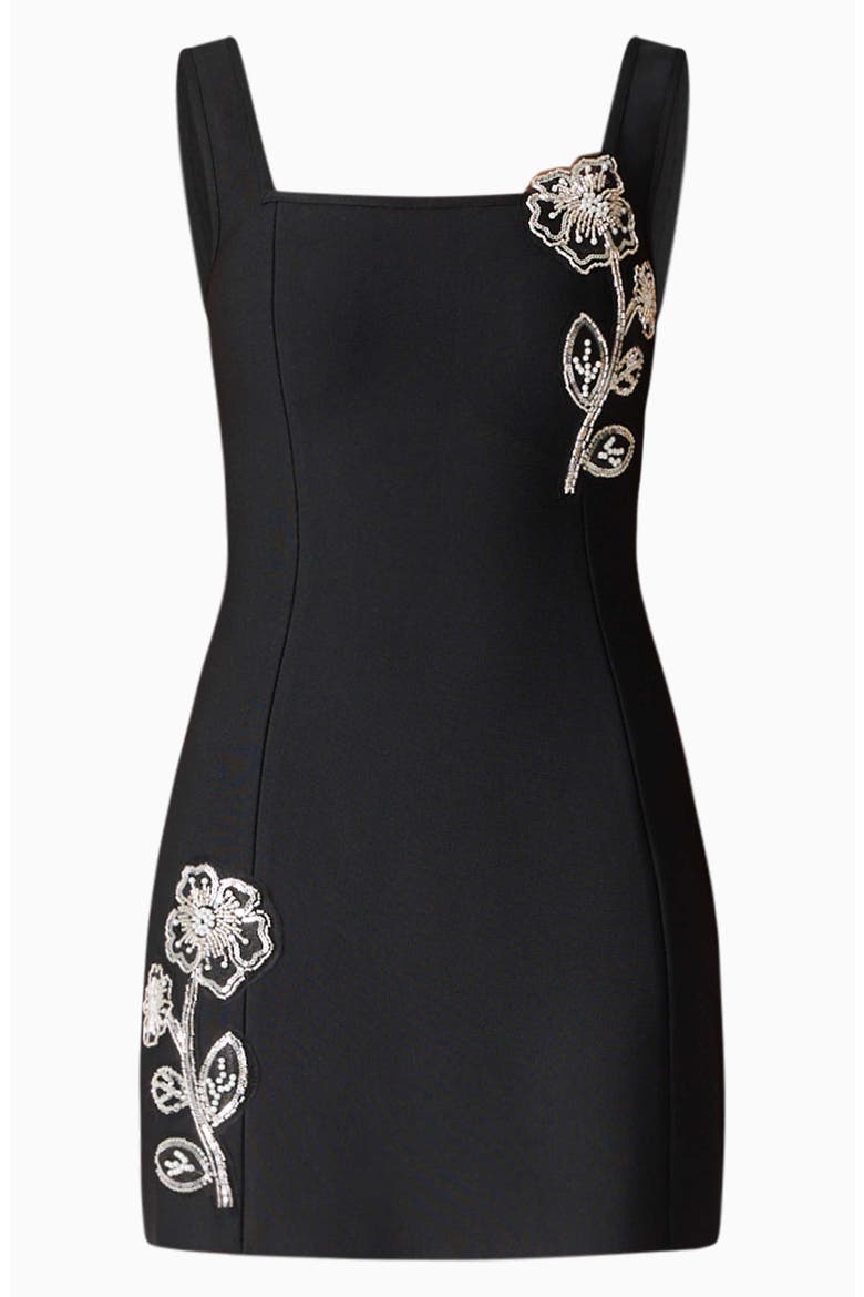 Soleil Beaded Placed Floral Cocktail Minidress, Alternate, color, BLACK