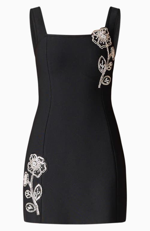Elliatt Soleil Beaded Placed Floral Cocktail Minidress In Black