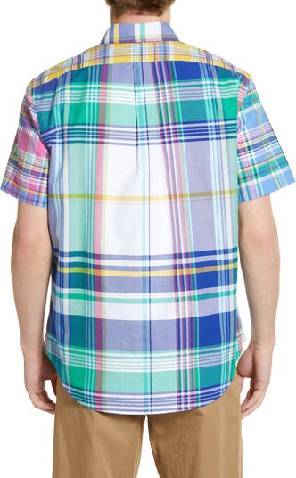 Men's Classic Fit Plaid Short Sleeve Button-Down Shirt