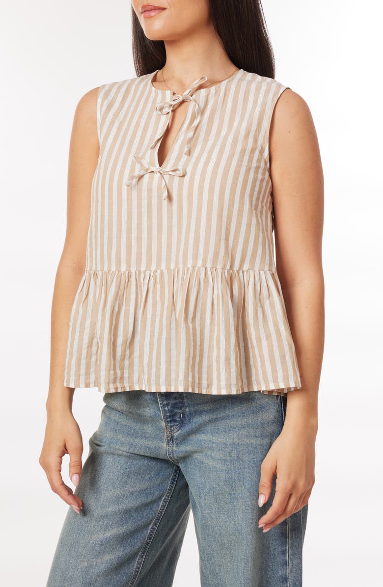 Scotch & Soda Bow Details Sleeveless Top, Alternate, color, Desert Sand Stripe With Lurex
