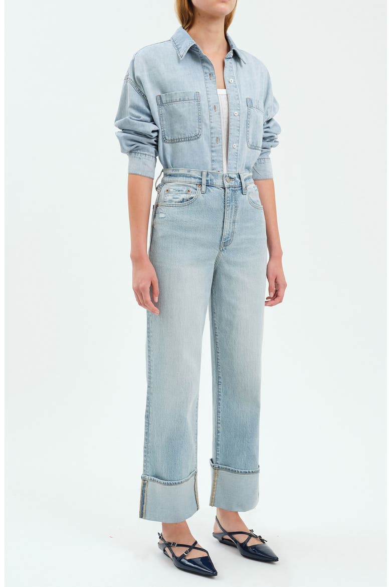 Eastside High Waist Cuff Crop Straight Leg Jeans, Alternate, color, CHERISH