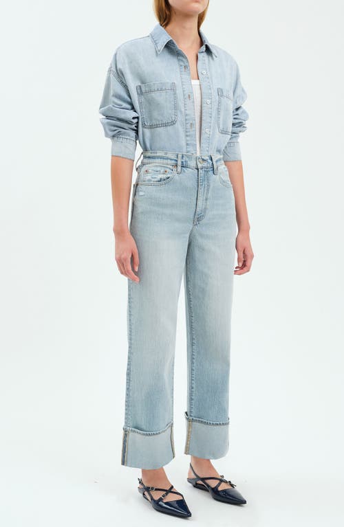 Daze Eastside High Waist Cuff Crop Straight Leg Jeans In Cherish
