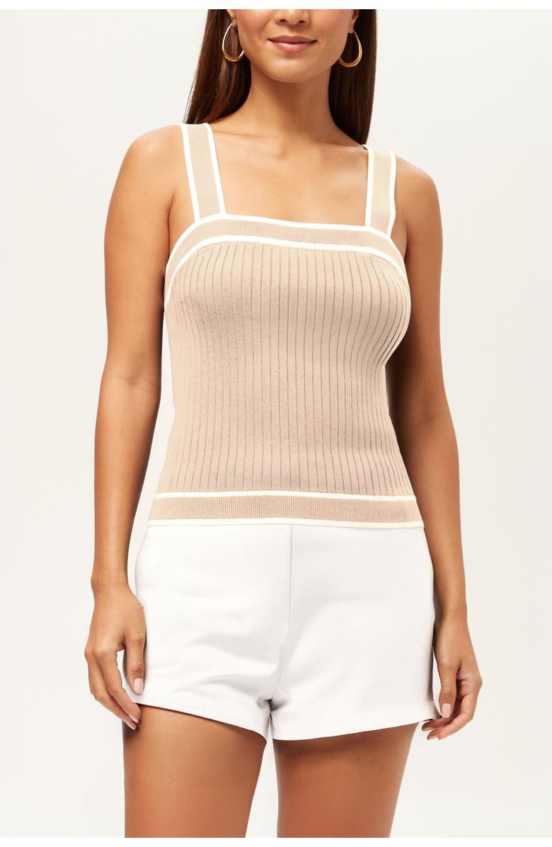 Trina Turk Break Point Knit Cami, Main, color, Biarritz Beige/Whitewash