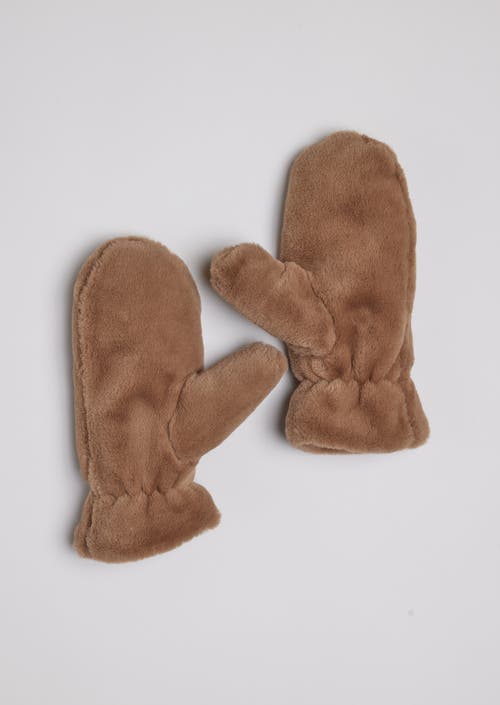 Hat Attack Faux Fur Mitten In Brown