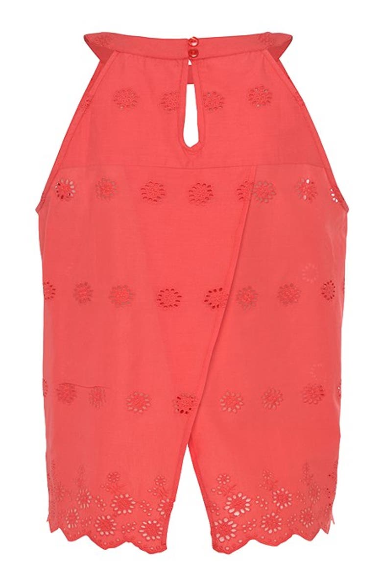 LASCANA Women's Sleeveless Eyelet Lace Blouse, Alternate, color, Coral