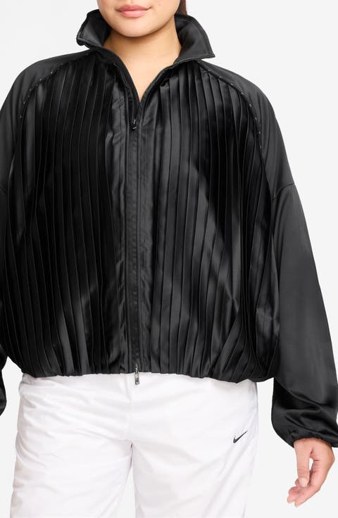 Pleated Satin Track Jacket