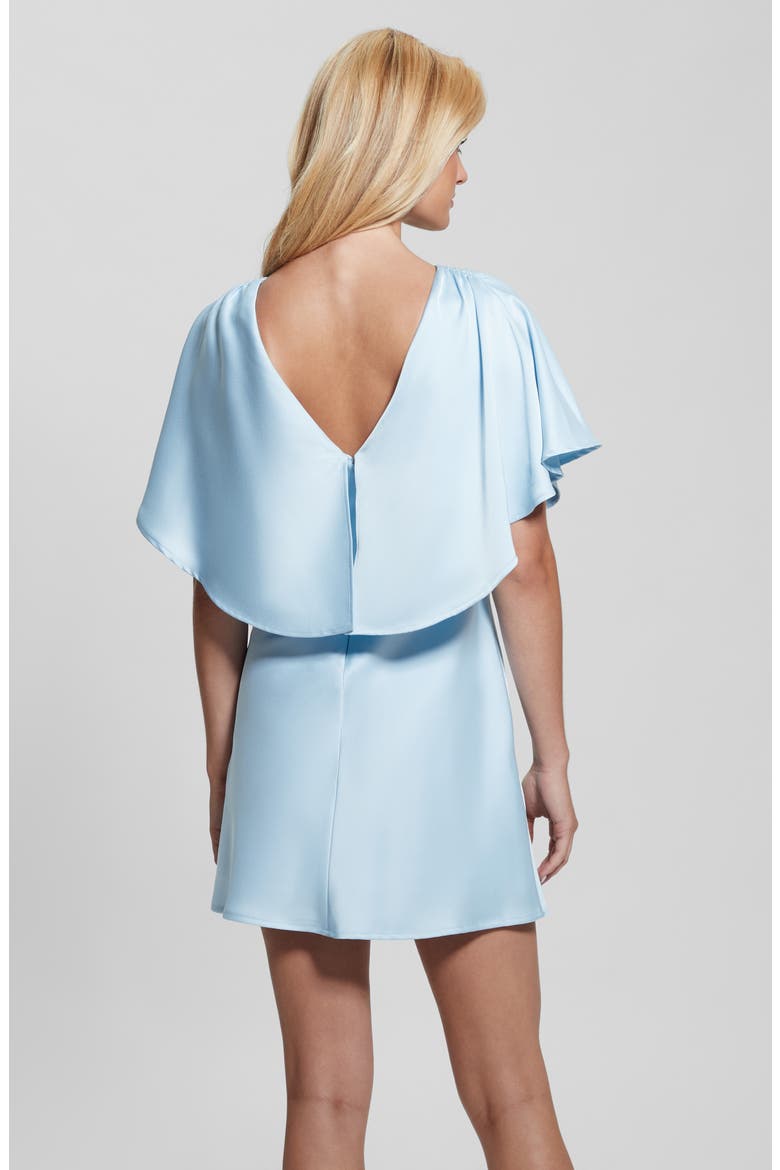 Jasmine Flutter Sleeve Satin Minidress, Alternate, color, SUBTLE BLUE