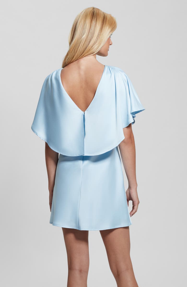 GUESS Jasmine Flutter Sleeve Satin Minidress, Alternate, color, Subtle Blue