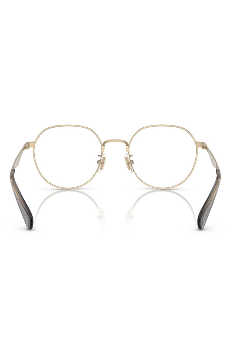 COACH 52mm Round Optical Glasses, Alternate, color, Light Gold / Black / Demo Lens