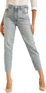 GUESS Distressed Raw Hem Ankle Mom Jeans