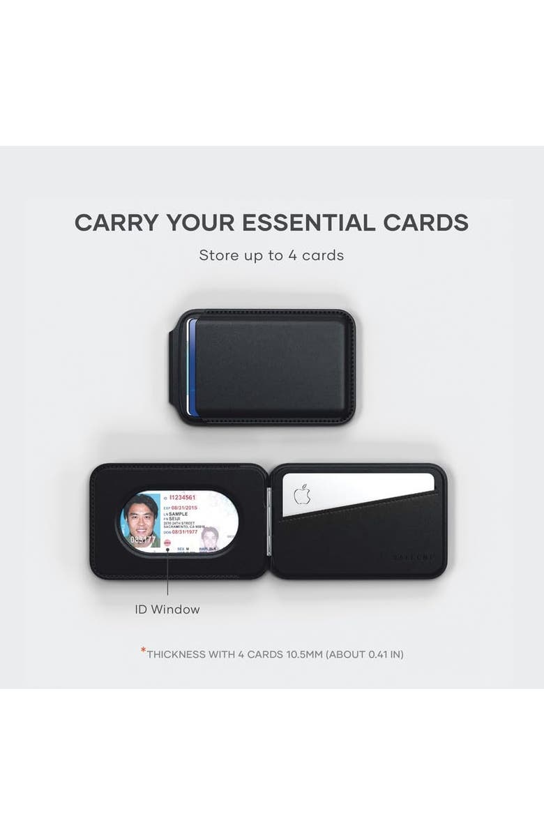 Satechi Vegan-Leather Magnetic Wallet Stand, Alternate, color, Black