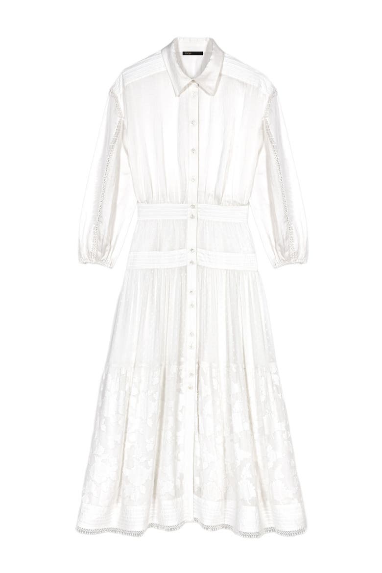 Cotton patchwork maxi dress, Alternate, color, Ecru