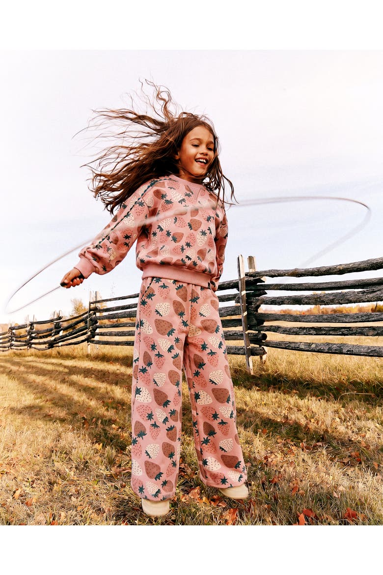 Frosted Strawberry Soft Relaxed Wide Leg Sweatpants, Alternate, color, Pink Strawberry Print