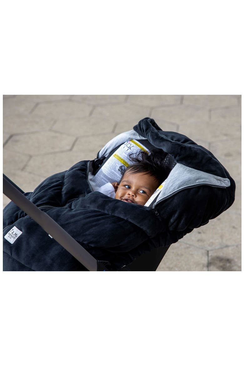 7 A.M. Faux Shearling Trim Car Seat Cocoon, Alternate, color, BLACK