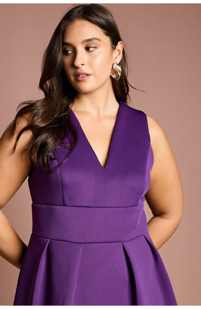 Coast Plus V-Neck Plunge Midi Dress, Alternate, color, Purple
