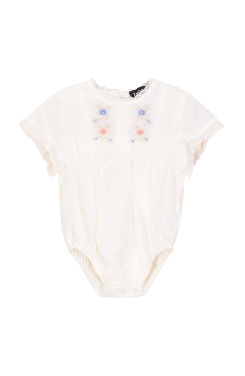 Space Grey Embroidered Flowers Cape Bubble, Main, color, Off White