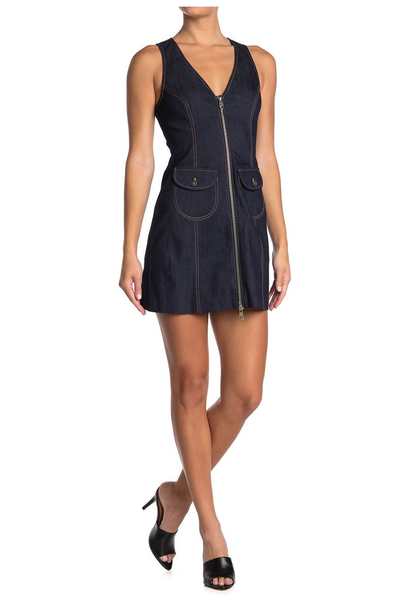 Cinq à Sept Irena Zip Front Denim Mini Dress, Main, color, 