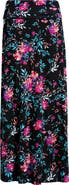 Loveappella Roll Top Floral Print Maxi Skirt