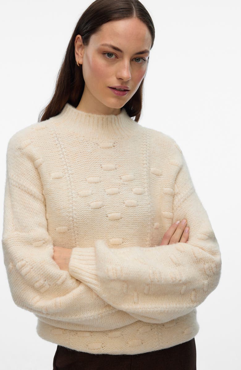 VERO MODA Kaia Oversize Mock Neck Sweater, Alternate, color, Birch