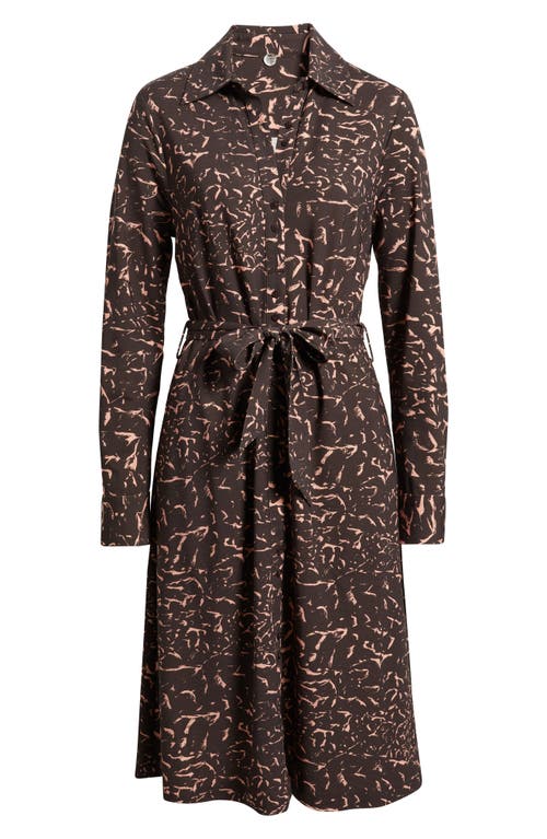Margaret O'leary Cassandra Tie Belt Long Sleeve Shirtdress In Brown