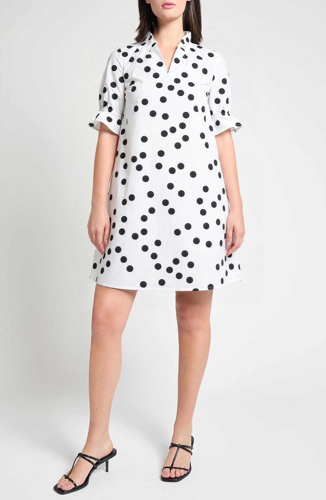Ruffle Detail Poplin Shift Dress