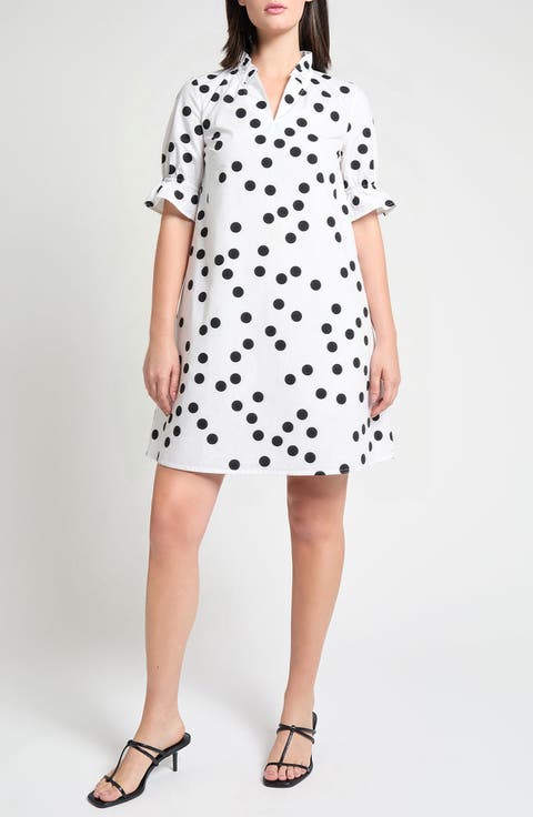 Ruffle Detail Poplin Shift Dress