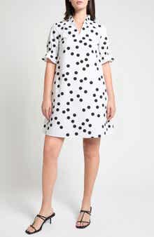 Ruffle Detail Poplin Shift Dress