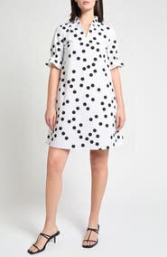 Ming Wang Ruffle Detail Poplin Shift Dress