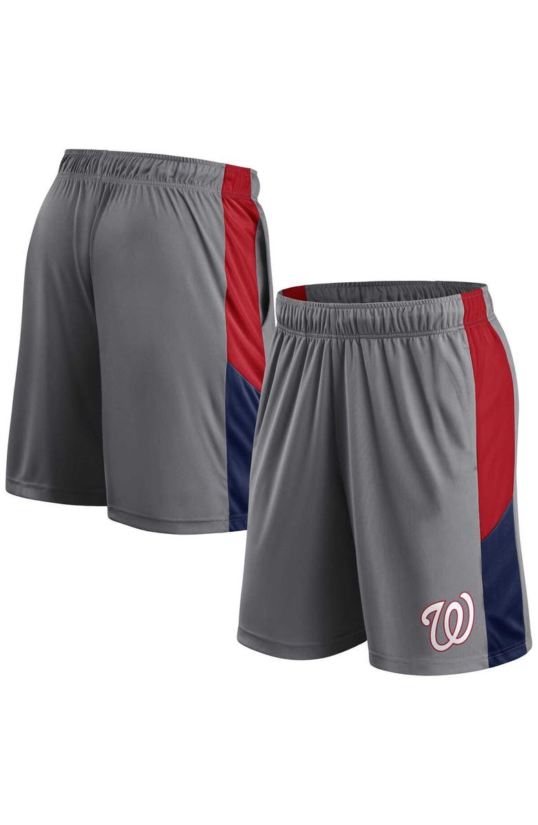 PROFILE Men's Profile Gray/Red Washington Nationals Team Shorts, Main, color, Gray