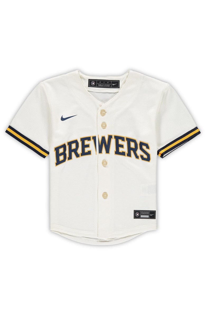 Nike Toddler Nike Cream Milwaukee Brewers Replica Team Jersey, Alternate, color, 