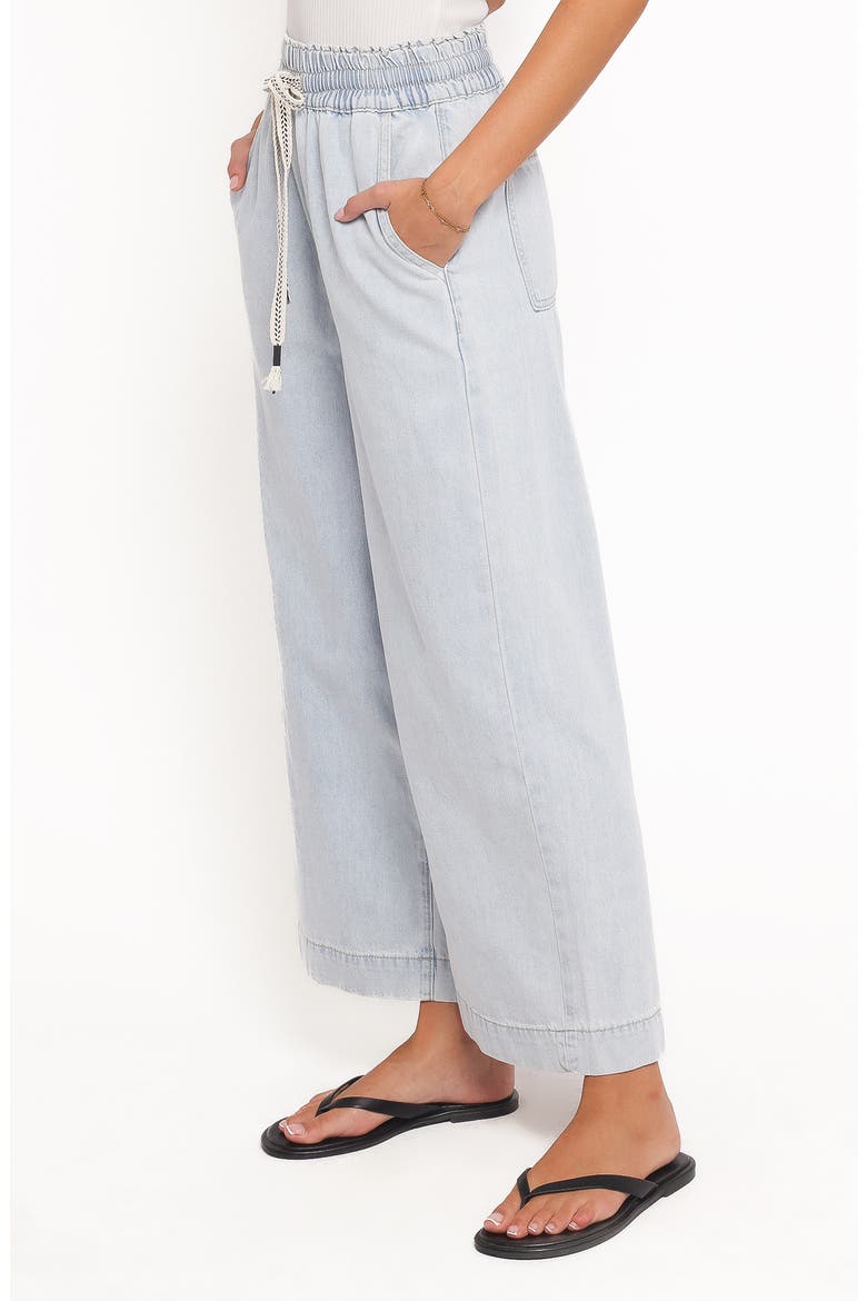 Jenni Drawstring Wide Leg Denim Pants, Alternate, color, LIGHT WASH