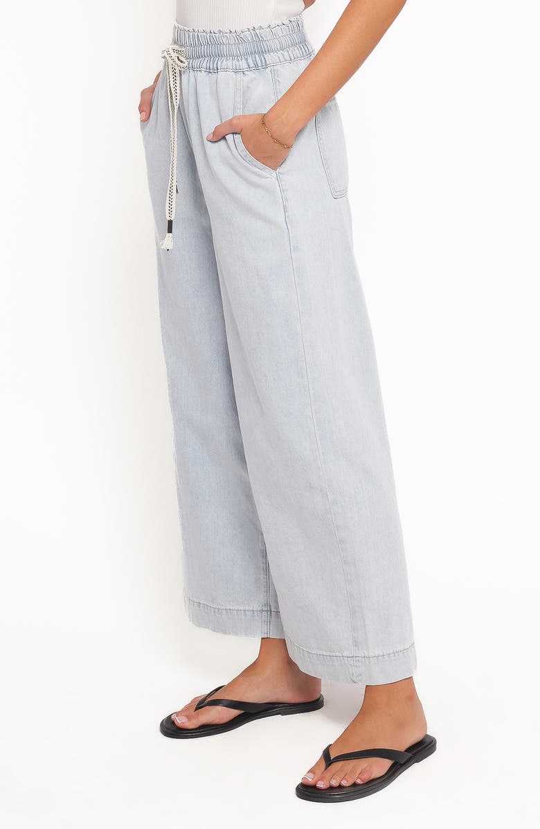 Petal & Pup Jenni Drawstring Wide Leg Denim Pants, Alternate, color, Light Wash