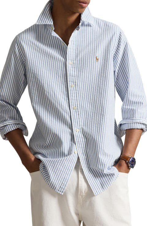Classic Fit Stripe Seersucker Button-Down Shirt