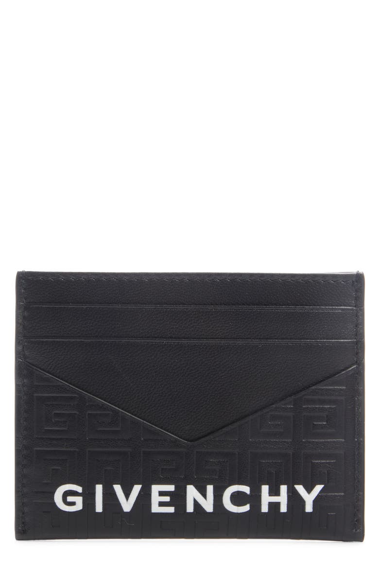 G-Essentials Logo Leather Card Case, Main, color, BLACK