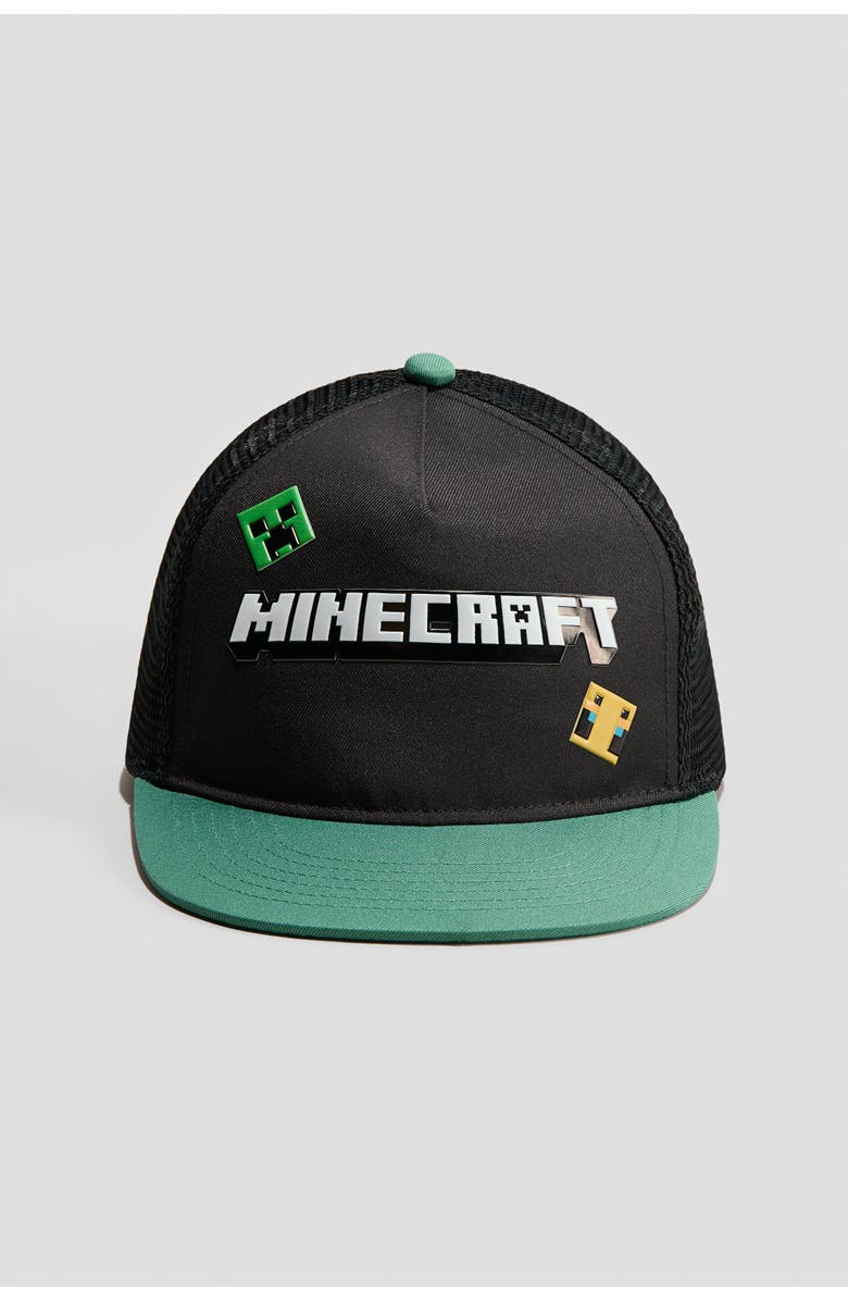 H&M Motif-detail Trucker Cap, Main, color, Black/Minecraft