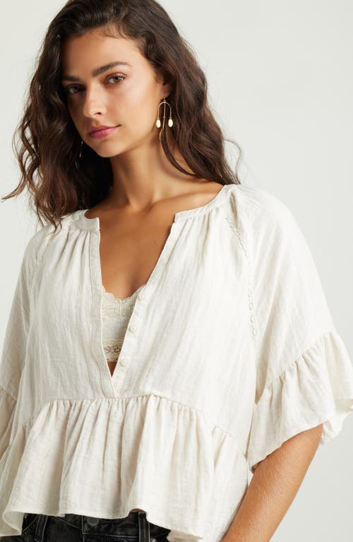 Shop Treasure & Bond Ruffle Peplum Top In Ivory Egret