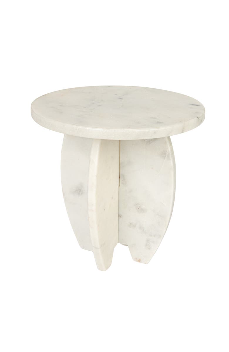 Storied Home Marble Kitchen Pedestal with Interlocking Base, Main, color, White
